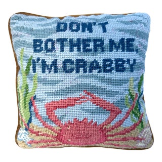 Needlepoint Crabby Decor Pillow For Sale