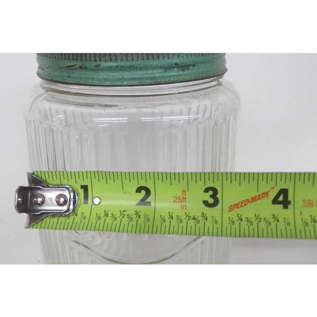 Hoosier Sellers Coffee Canister 1920s Clear Ribbed Glass Jar With Lid 4481b For Sale - Image 14 of 15