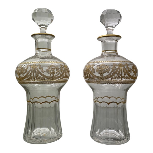 1940s French St. Louis Crystal Scent Bottles - a Pair For Sale