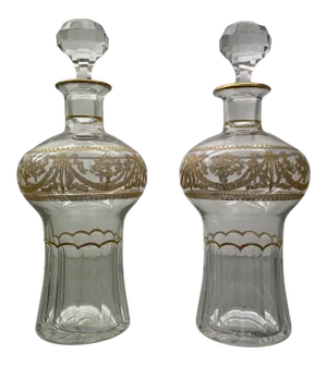 1940s French St. Louis Crystal Scent Bottles - a Pair