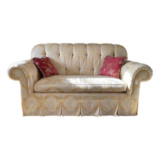 Taylor King Gold, Silk Damask, Single Seat Sofa For Sale