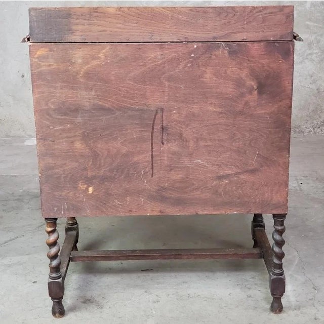 Wood Vintage Mission Barley Twist Oak Server Cabinet ~ Sideboard Buffet Side Table For Sale - Image 7 of 7