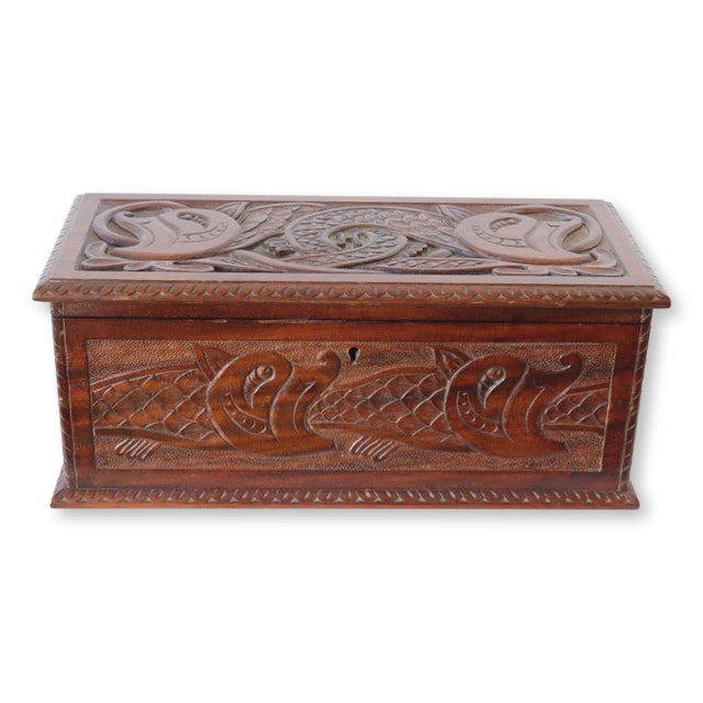 Early 20th Century Antique English Carved Jewelry Box For Sale - Image 5 of 6