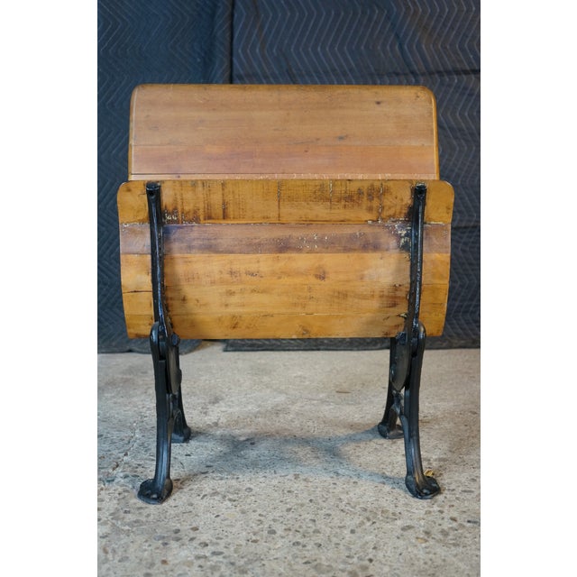 Antique Victorian 1880s "Fashion" Cast Iron & Maple School Desk Sidney Ohio For Sale - Image 11 of 18