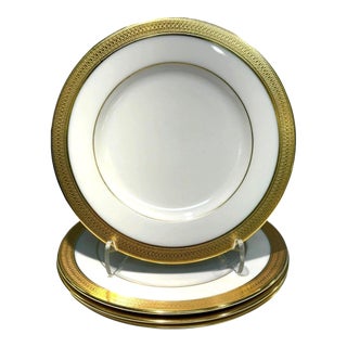 Vintage Lenox Lowell P-67 Gold Stamp Gold Encrusted Bread Plates-Set of 4 Usa For Sale