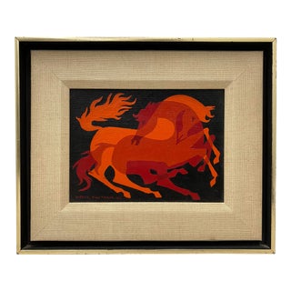 Derrick John Taylor "Wild Horses" Original Mid Modern Oil Painting C.1962 For Sale