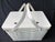Wood Vintage Painted Splint Wood Picnic Basket For Sale - Image 7 of 15