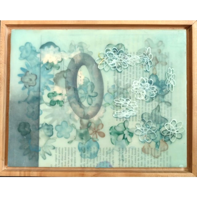 Richard Purdy, Text with Diagram, Encaustic and Digital Print on Plywood, 1998 For Sale