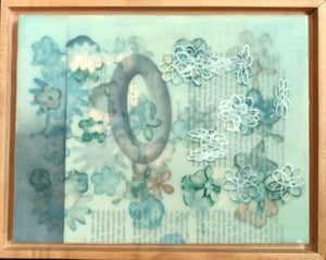 Richard Purdy, Text with Diagram, Encaustic and Digital Print on Plywood, 1998