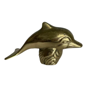 Vintage Solid Brass Jumping Dolphin Figure