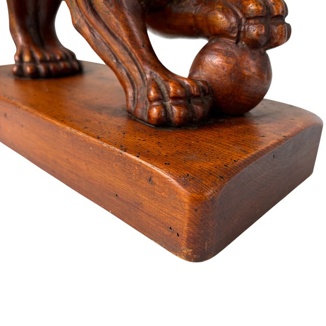 Late 19th Century Hand-Carved Wood Lion Sculpture For Sale - Image 11 of 18
