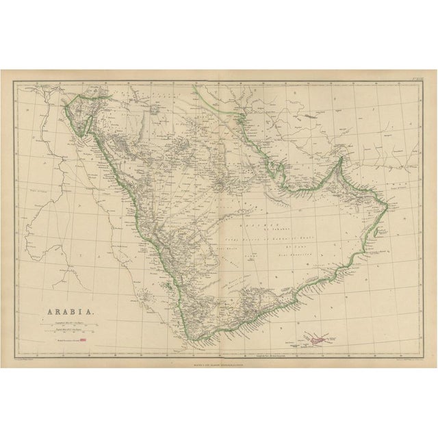 Antique Map of the Arabian Peninsula, 1860 For Sale - Image 10 of 10