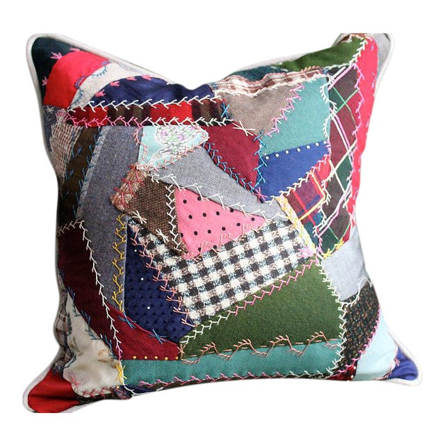 Crazy Quilt Patchwork Pillow 17 X 17 Chairish