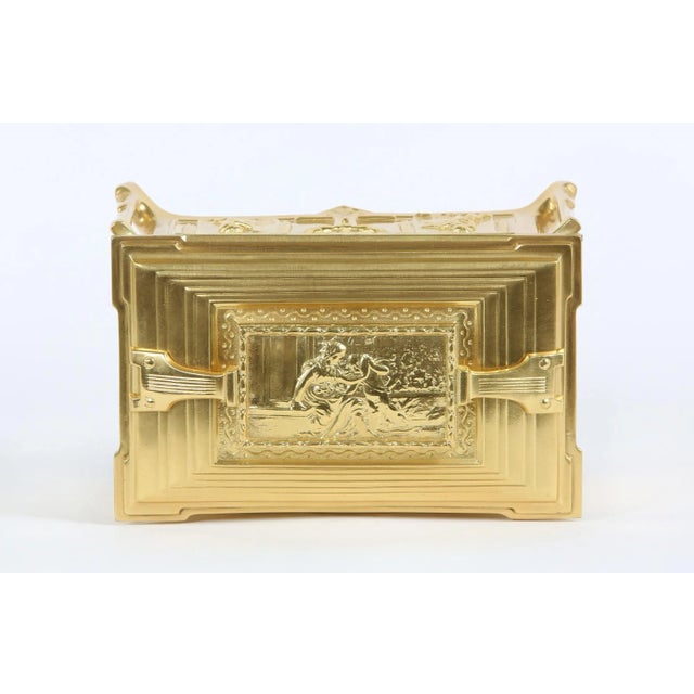 Metal Gilt Dore Bronze Metal Footed Covered Box For Sale - Image 7 of 10