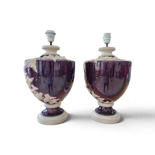 Large Kostka Floral Ceramic Vase Lamps, 1970s, Set of 2 For Sale - Image 12 of 13