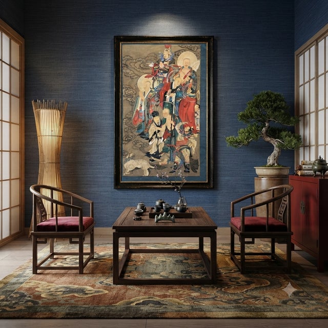 Large Chinese Canvas Art of Part of Sixteen Arhats With Guards Theme For Sale - Image 15 of 17