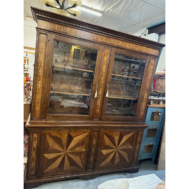 Showcase Buffet or Bookcase in Oak with Inlays For Sale - Image 3 of 18