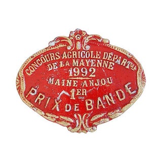 1992 French Agricultural Prize Trophy Plaque For Sale