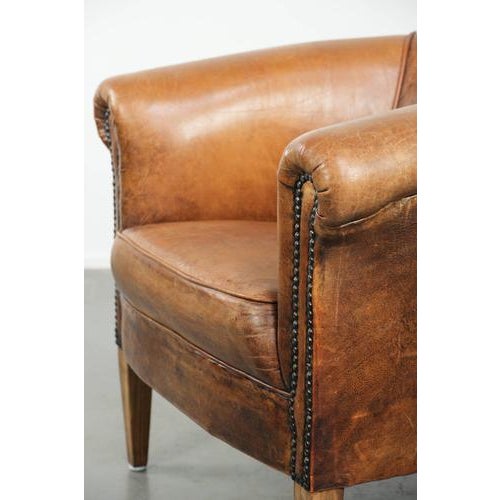 Vintage Club Chair in Sheepskin Leather For Sale - Image 11 of 13