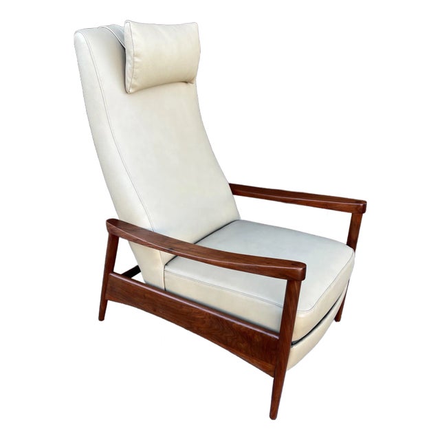 Vintage Mid Century Modern Leather Recliner For Sale