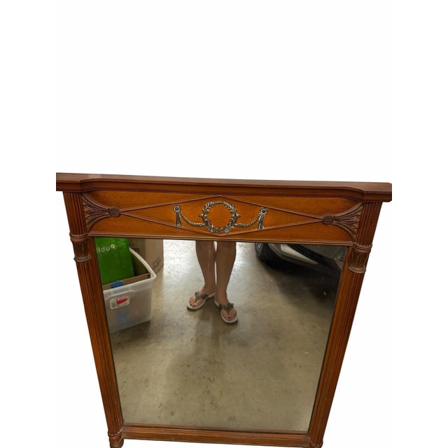Vintage Louis XVI or Federal Style Trumeau Wall Mirror For Sale - Image 9 of 9