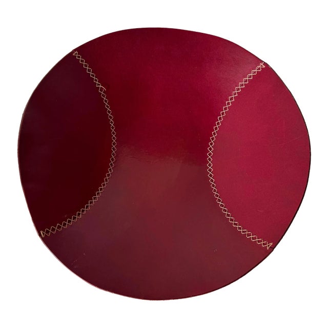 1980's Vintage Baseball Ball - Shape Red Leather Bowl / Dish For Sale