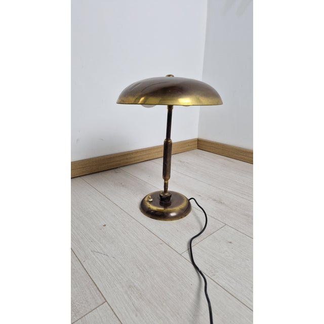 1950s Brass Table Lamp Double-Joint Adjustable Tilting Lampshade, 1950s For Sale - Image 5 of 13
