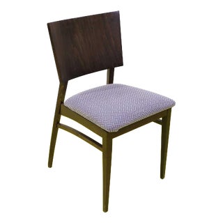 Wooden Chair with Upholstered Seat in Grey Geometric Fabric For Sale