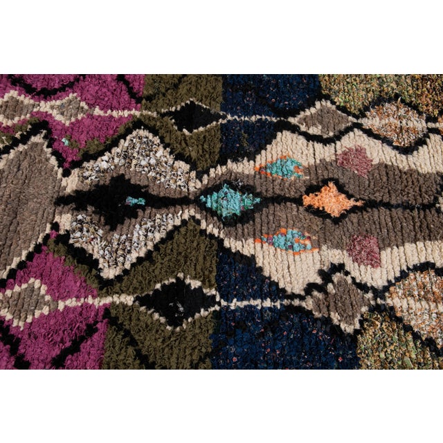 Textile Vintage American Rag Handmade Multicolor Wool Rug For Sale - Image 7 of 10