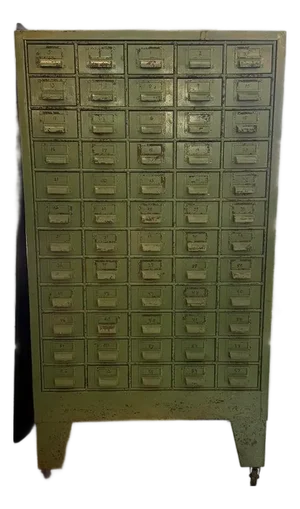 1940s Industrial Rustic Painted Steel Multi-Drawer Tool Cabinet