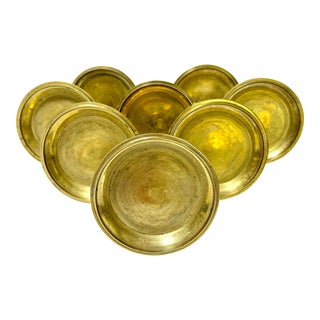 1970s Hollywood Regency Brass Coasters - Set of 8 For Sale