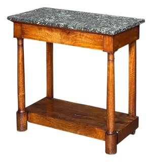 French Empire Console Table of Flame Mahogany With Marble Top