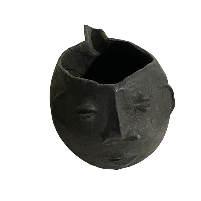 1980s Old Kuba Wooden Cup Figural Head For Sale - Image 10 of 10