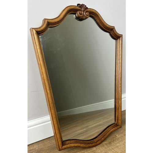 Wood Vintage French Louis Style Oak Wall Mirror For Sale - Image 7 of 7