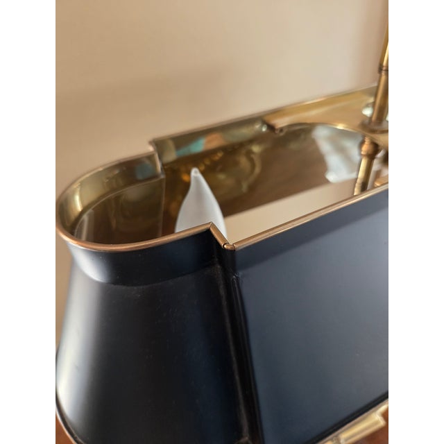 Late 20th Century Frederick Cooper Brass Bouillotte Lamp & Black Tole Shade For Sale - Image 12 of 15