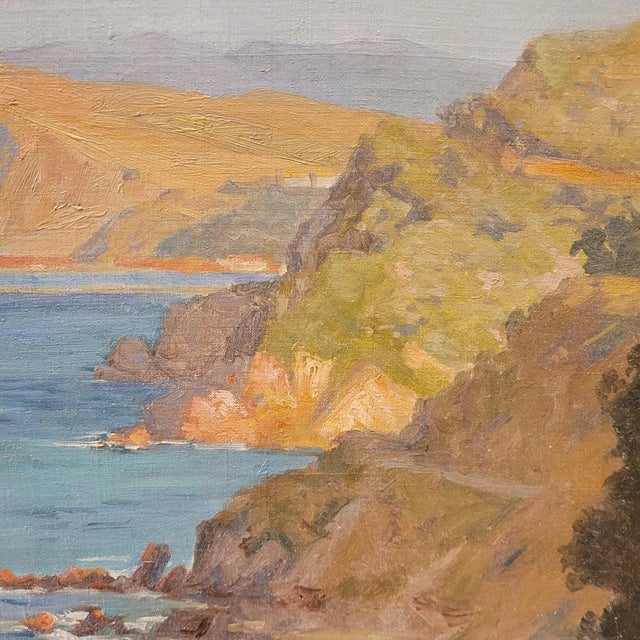 Rene Charles Edmond His, View of the Villefranche Coast, 1903, Oil on Cardboard, Framed For Sale - Image 7 of 16