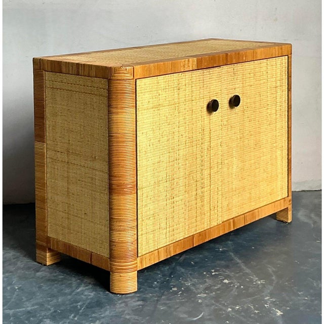 Vintage Boho Bielecky Brothers Woven Rattan Cabinet For Sale - Image 10 of 11