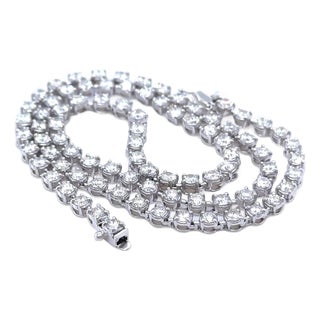 18ct White Gold Diamond Necklace 10.28ct 19.7g For Sale