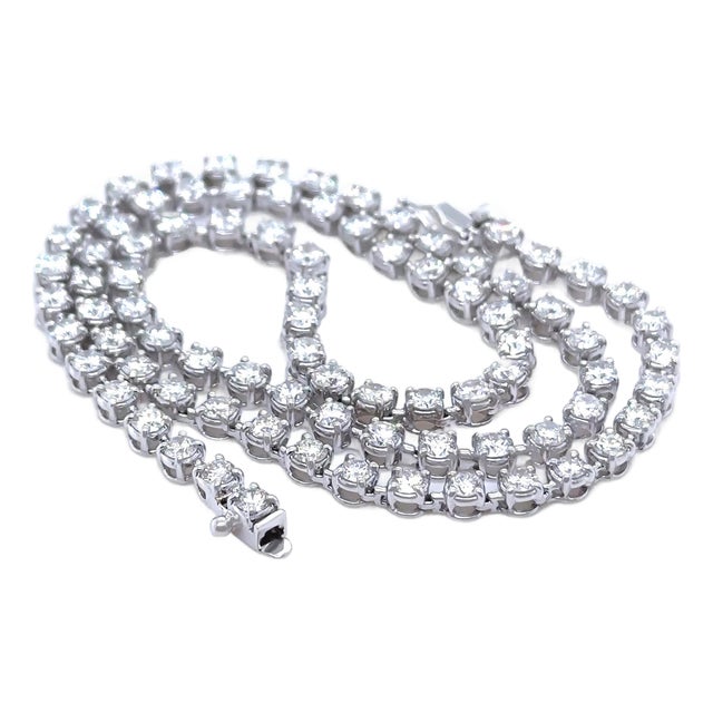18ct White Gold Diamond Necklace 10.28ct 19.7g For Sale