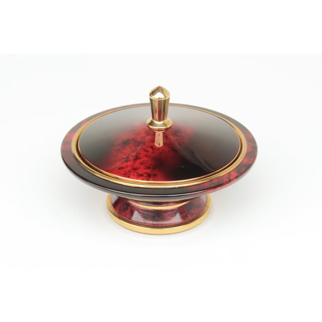 Art Deco lidded box. Tombac and brass-plated metal with a tortoiseshell finish. Made in Germany in the 1930s. A...