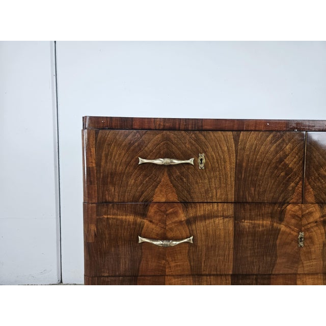 Art Deco Chest of Drawers in Walnut Burl with Five Drawers, 1940 For Sale - Image 11 of 18