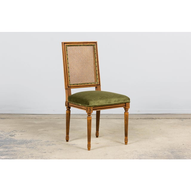 Antique French Louis XVI Style Walnut Dining Chairs in Olive Green - Set of 8 For Sale - Image 15 of 18