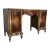 Mid 20th Century French Provincial Vanity Desk | Hollywood Regency Burl Walnut Marquetry & Gilt Bombe Dressing Table For Sale