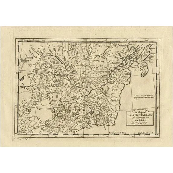 Antique Map of Eastern Tartary as Surveyed by Jesuits, 1746 For Sale