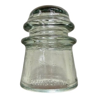 Antique Armstrong Aqua Tinted Glass Electrical or Telephone Insulator For Sale