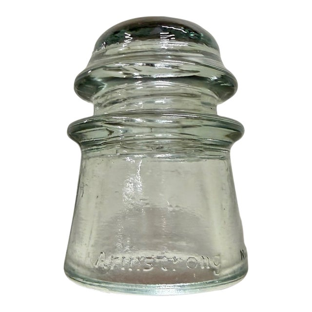 Antique Armstrong Aqua Tinted Glass Electrical or Telephone Insulator For Sale