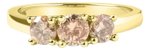 10K Yellow Gold 1.00 Cttw Champagne Diamond 3-Stone Band Ring (J-K Color, I1-I2 Clarity) - Size 7
