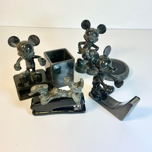 Plastic 1980s Vintage Boho Chic Lucite Acrylic Disney Mickey Mouse Desk Set - 4 Pieces. For Sale - Image 7 of 10