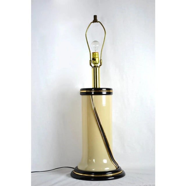 Large 1980s Ivory Glass Table Lamp For Sale In Fayetteville, AR - Image 6 of 12