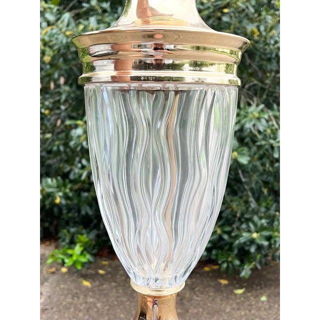 Dresden Porcelain Vintage Dresden Bleikristall Crystal & Brass Large Table Lamps - a Pair For Sale - Image 4 of 12